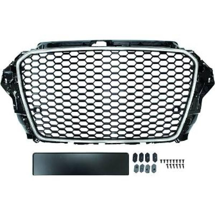 AUDI A3 8V 12-16 Honeycomb Chrome/Black Sports grill RS-Look (with PDC) DIEDERICHS in the group Select car model / Audi / A3 - S3 - RS3 (8V) 2012-2019 / Styling at DDESIGN Scandinavia AB (1033341)