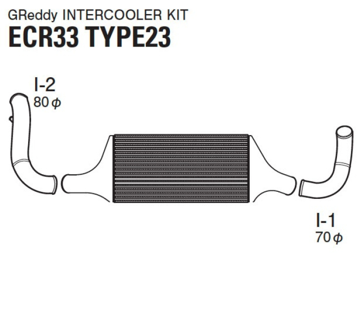 Nissan R33 93-98 InterCooler Kit For Forward Facing Intake Manifold T-23F GReddy in the group Select car model / Nissan / Skyline R33 GTS-T / Tuning / Intercooler & Pipes at DDESIGN Scandinavia AB (12020206)