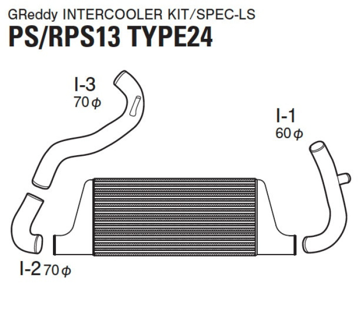 Nissan S13 91-98 InterCooler Kit SPEC-LS T-24E GReddy in the group Select car model / Nissan / Silvia PS13 1988-1994 / Tuning / Intercooler & Pipes at DDESIGN Scandinavia AB (12020479)