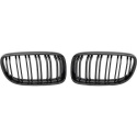 BMW 3-Series E90/E91 2008-2012 Double Ribbed Gloss Black Sports Grill / Kidneys Performance-Look DIEDERICHS
