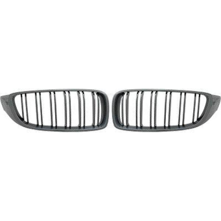  BMW 4-Series F32/33/36 13-21 Double Ribbed Carbon Fiber Look Sports Grill / Kidneys Sport-Look DIEDERICHS in the group Select car model / BMW / 3-series-4-series (F30-F36) 11-19 / Styling / Grilles at DDESIGN Scandinavia AB (1245343)