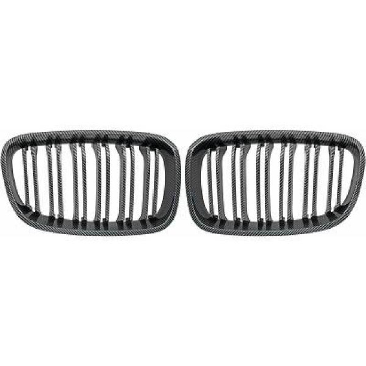  BMW 1-Series F20 11-15 Double Ribbed Carbon Fiber Look Sports Grille / Kidneys Sport-Look DIEDERICHS in the group Select car model / BMW / 1-series 2-series (F20-F23) 2011-2019 / Styling / Grilles at DDESIGN Scandinavia AB (1281642)