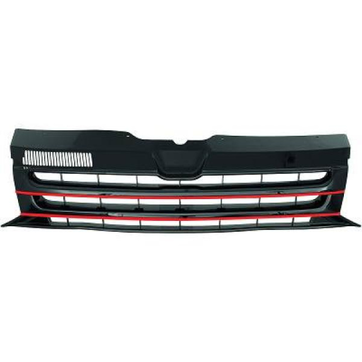 VW Transporter T5 09-15 Ribbed Black/Red Sports Grill DIEDERICHS in the group Select car model / VW / Transporter T5 / Styling at DDESIGN Scandinavia AB (2273441)