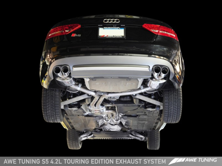 Audi S5 4.2L Touring Edition Exhaust System -- Polished Silver Tips AWE Tuning in the group Select car model / Audi / A5 - S5 - RS5 (8T/8F) 2008-2016 / Tuning / Exhaust at DDESIGN Scandinavia AB (3015-43028)
