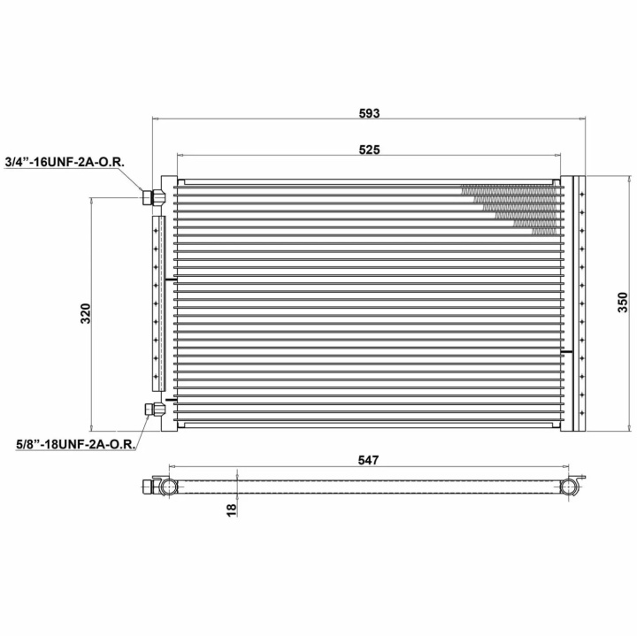 AC Condenser Radiator 593 x 350mm T7 Design in the group Interior / Heater & Accessories / AC Components at DDESIGN Scandinavia AB (30311346CP)