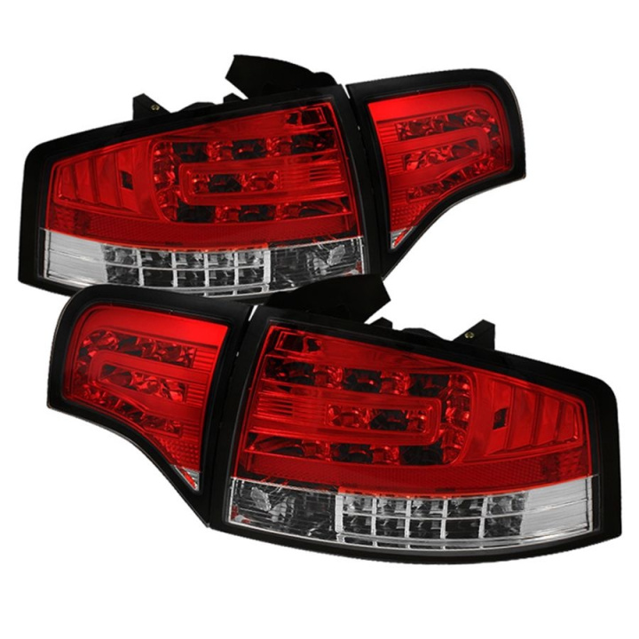 Audi A4 4Dr 06-08 LED Tail Lights - Red Clear Spyder Auto in the group Select car model / Audi / A4 - S4 - RS4 (B7) 2004-2008 / Styling at DDESIGN Scandinavia AB (ALT-YD-AA406-G2-LED-RC)