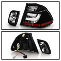 BMW E46 3-Series 02-05 4Dr Light Bar Style LED Tail Lights - Black Spyder Auto