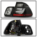 BMW E46 3-Series 99-01 4Dr Light Bar Style LED Tail Lights - Black Spyder Auto