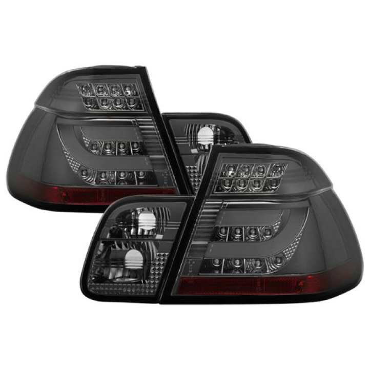 BMW E46 3-Series 99-01 4Dr Light Bar Style LED Tail Lights - Smoke Spyder Auto in the group Select car model / BMW / 3-series (E46) 1998-2005 / Styling / Lights at DDESIGN Scandinavia AB (ALT-YD-BE4699-4D-LBLED-SM)