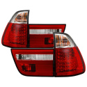 BMW E53 X5 00-06 4PCS LED Tail Lights - Red Clear Spyder Auto