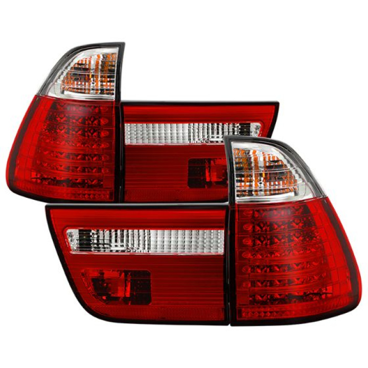 BMW E53 X5 00-06 4PCS LED Tail Lights - Red Clear Spyder Auto in the group Select car model / BMW / X5 (E53) 99-06 / Styling at DDESIGN Scandinavia AB (ALT-YD-BE5300-LED-RC)