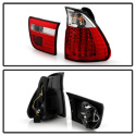 BMW E53 X5 00-06 4PCS LED Tail Lights - Red Clear Spyder Auto