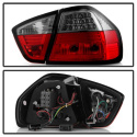 BMW E90 3-Series 06-08 4Dr LED Tail Lights - Red Smoke Spyder Auto