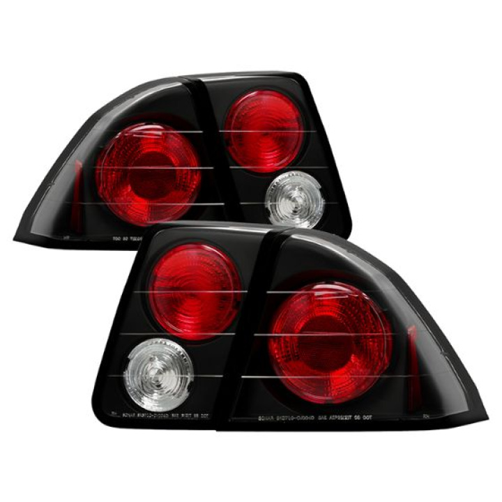 Honda Civic 01-05 4Dr Euro Style Tail Lights - Black Spyder Auto in the group Select car model / Honda / Civic EM-EP-ES-EU 01-05 / Styling / Lights at DDESIGN Scandinavia AB (ALT-YD-HC01-4D-BK)