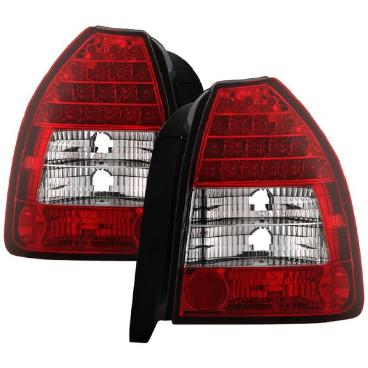 Honda Civic 96-00 3DR LED Tail Lights - Red Clear Spyder Auto in the group Select car model / Honda / Civic EJ-EK-EM 96-00 / Styling / Lights at DDESIGN Scandinavia AB (ALT-YD-HC96-3D-LED-RC)