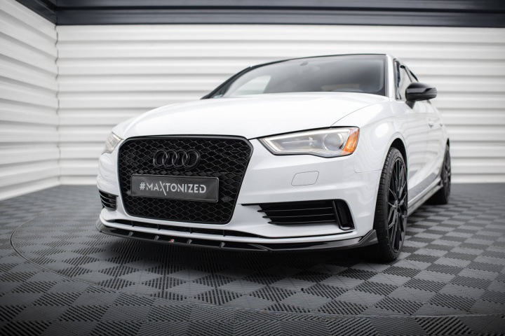 Audi A3 Sedan 8V 2013-2016 Front Splitter V.1 Maxton Design in the group Select car model / Audi / A3 - S3 - RS3 (8V) 2012-2019 / Styling at DDESIGN Scandinavia AB (AU-A3-3-S-FD1G)