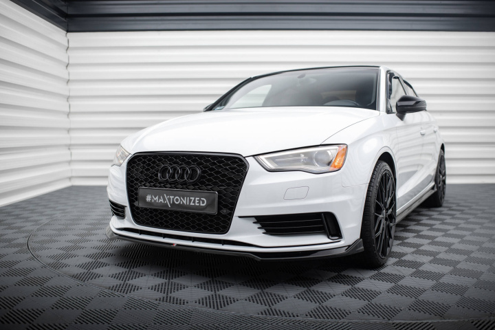 Audi A3 Sedan 8V 2013-2016 Front Splitter V.2 Maxton Design in the group Select car model / Audi / A3 - S3 - RS3 (8V) 2012-2019 / Styling at DDESIGN Scandinavia AB (AU-A3-3-S-FD2G)