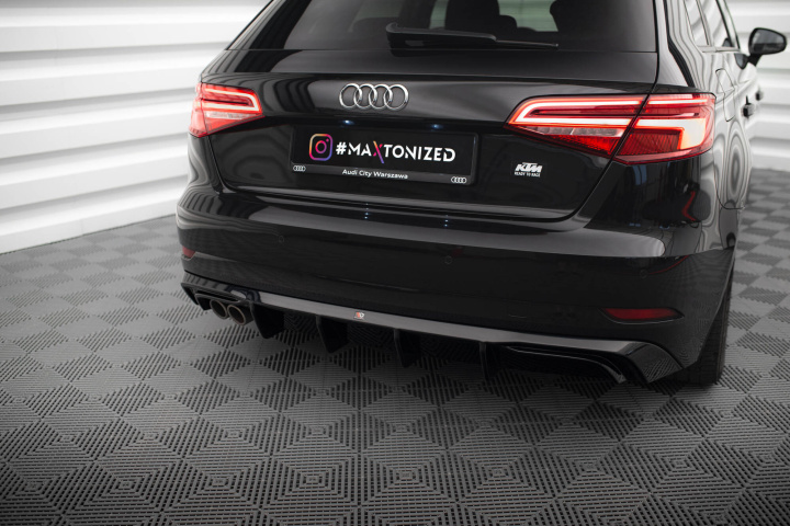 Audi A3 Sportback 8V Facelift 2016-2020 Diffuser (Single side exhaust version) Rear Valance Maxton Design in the group Select car model / Audi / A3 - S3 - RS3 (8V) 2012-2019 / Styling at DDESIGN Scandinavia AB (AU-A3-3F-SB-RS1GOO_)