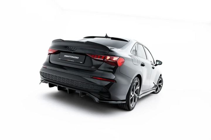Rear Splitter (with vertical bars) V.1 Audi A3 Sedan 8Y Facelift 2024+ in the group Select car model / Audi / A3 - S3 - RS3 (8Y) 2020+ / Styling at DDESIGN Scandinavia AB (AU-A3-8YF-S-RD1G-RD2G)