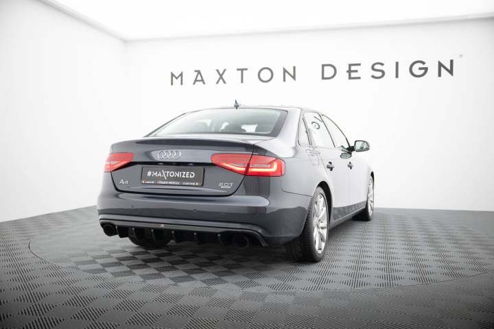 Audi A4 B8 Facelift 2011-2015 Rear Valance (Version with single exhausts on both sides) Maxton Design in the group Select car model / Audi / A4 - S4 - RS4 (B8) 2007-2014 / Styling at DDESIGN Scandinavia AB (AU-A4-B8F-RS1GO_O)
