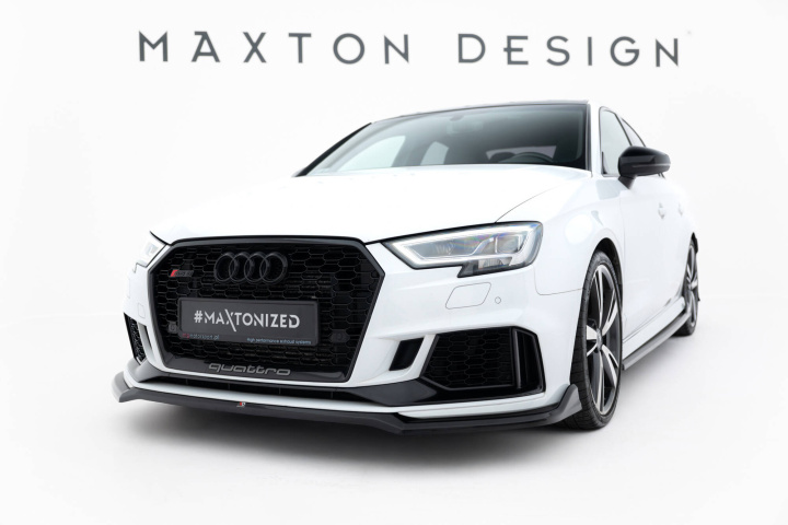 Audi RS3 8V (Facelift) Sedan 2017-2020 Front Splitter V.4 Maxton Design in the group Select car model / Audi / RS 3 2015+ / Styling at DDESIGN Scandinavia AB (AU-RS3-8VF-S-FD4G)