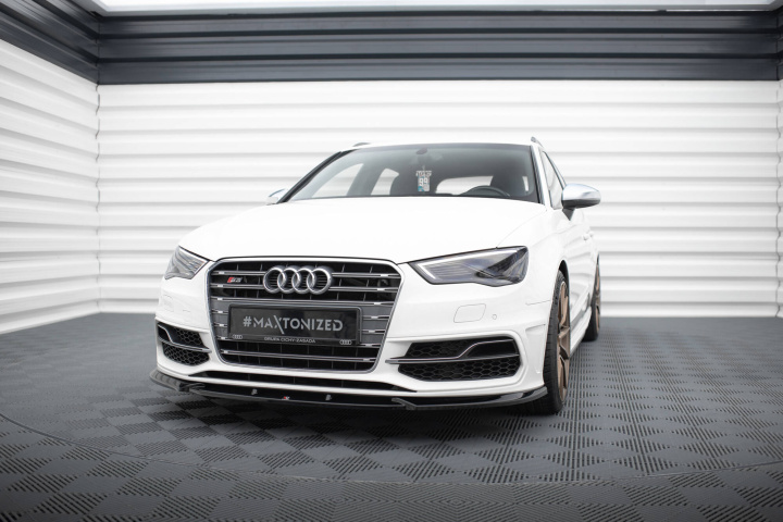 Audi A3 S-Line / S3 Sportback / Hatchback 8V 2013-2016 Front Splitter V.2 Maxton Design in the group Select car model / Audi / A3 - S3 - RS3 (8V) 2012-2019 / Styling at DDESIGN Scandinavia AB (AU-S3-8V-SB-FD2G)