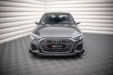 Audi S3 / A3 S-Line 8Y 2020-2024 Street Pro Front Splitter + Flaps Black-Red + Gloss Flaps Maxton Design