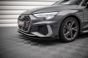 Audi S3 / A3 S-Line 8Y 2020-2024 Street Pro Front Splitter + Flaps Black-Red + Gloss Flaps Maxton Design