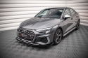 Audi S3 / A3 S-Line 8Y 2020-2024 Street Pro Front Splitter + Flaps Black-Red + Gloss Flaps Maxton Design