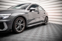 Audi S3 / A3 S-Line 8Y / 8Y Facelift 2020-2024 Street Pro Side Skirts Diffusers + Flaps V.1 Black-Red + Gloss Flaps Maxton Design