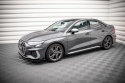Audi S3 / A3 S-Line 8Y / 8Y Facelift 2020-2024 Street Pro Side Skirts Diffusers + Flaps V.1 Black-Red + Gloss Flaps Maxton Design