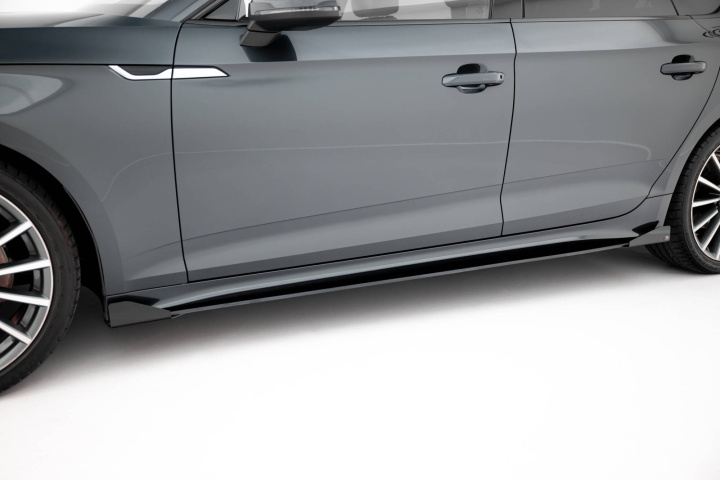 Audi A5 Sportback F5 Facelift 2019-2024 Street Pro Side Skirts Diffusers + Flaps Black-Red + Gloss Flaps Maxton Design in the group Select car model / Audi / A5 - S5 - RS5 (F5) 2016+ / Styling at DDESIGN Scandinavia AB (AUA52FSBCNC-SD1BRB-SF1G)