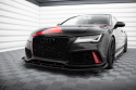 Audi A7 (RS7 Look) C7 2010-2014 Street Pro Front Splitter + Flaps Black-Red + Gloss Flaps Maxton Design