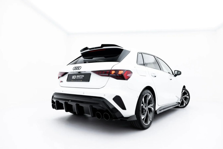 Rear Valance + Exhaust Ends Imitation Audi A3 S-Line Sportback 8Y Facelift in the group Select car model / Audi / A3 - S3 - RS3 (8Y) 2020+ / Styling at DDESIGN Scandinavia AB (AUS38YFSRS1GSLSBBLACK)