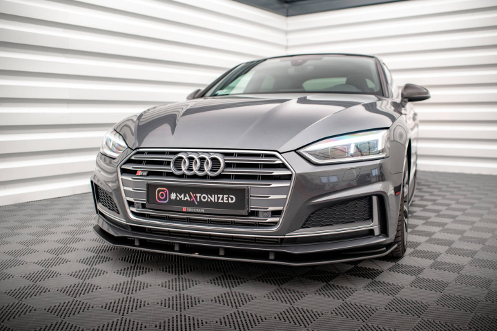 Audi A5 S-Line / S5 Coupe / Sportback F5 2017-2019 Street Pro Front Splitter Black-Red Maxton Design in the group Select car model / Audi / A5 - S5 - RS5 (F5) 2016+ / Styling at DDESIGN Scandinavia AB (AUS52CNC-FD1BRB)