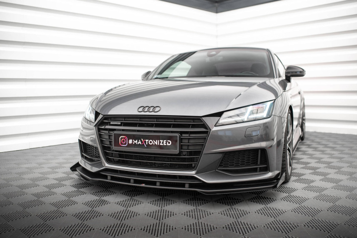 Audi TT S / S-Line 8S 2014- 2018 Street Pro Front Splitter + Flaps Black-Red + Gloss Flaps Maxton Design in the group Select car model / Audi / TT (8J) 2006-2014 & TT (8S) 2014+ / Styling at DDESIGN Scandinavia AB (AUTT3SLINECNC-FD1BRBFSF1G)