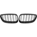 BMW 3-Series E92 / E93 06-10 Double Ribbed Glossy Black Sports Grill / Kidneys Performance-Look