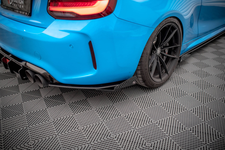 BMW M2 F87 2016-2020 Street Pro Rear Side Splitters + Flaps Black-Red + Gloss Flaps Maxton Design in the group Select car model / BMW / M2 2-series (F87) 2015+ / Styling at DDESIGN Scandinavia AB (BM287MCOMPCNCRSD1BRBRSF1G)