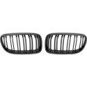 BMW 3-Series E90/E91 2008-2012 Double Ribbed Gloss Black Sports Grill / Kidneys Performance-Look