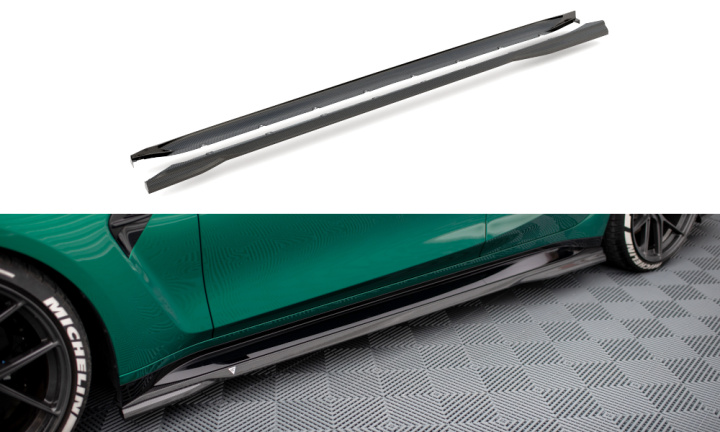 BMW M3 G80 2021+ Carbon Fiber Side Skirts V.1 Maxton Design in the group Select car model / BMW / M3 3-series (G80-G81) 2021+ at DDESIGN Scandinavia AB (CF-BM-3-G80-M-SD1-245-P)