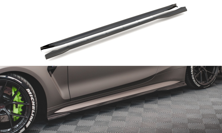 BMW M4 G82 2021+ Carbon Fiber Side Skirts V.1 Maxton Design in the group Select car model at DDESIGN Scandinavia AB (CF-BM-4-G82-M-SD1-245-P)