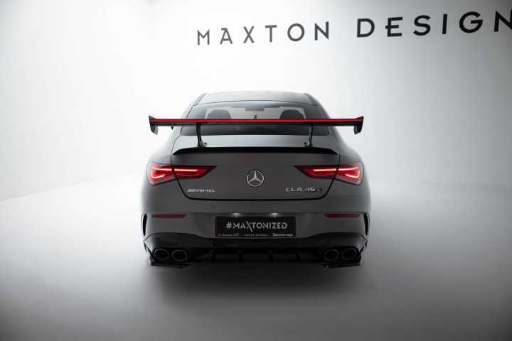 Mercedes-Benz CLA Coupe C118 / C118 Facelift 2019-2023 Carbon Spoiler With Internal Brackets Uprights + LED Maxton Design in the group Select car model / Mercedes Benz / CLA-Class 19+ (C118) at DDESIGN Scandinavia AB (CFMECLA118WING5INT245PLED)