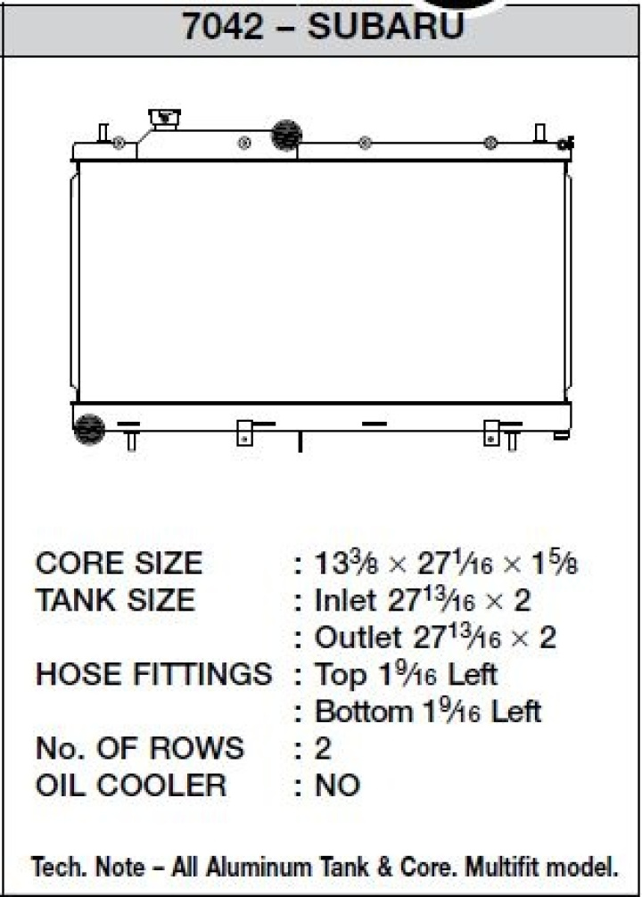 08-15 Subaru Impreza WRX/STI 2-row race-spec Radiator CSF in the group Select car model / Subaru / Impreza inkl. WRX 08-14 / Tuning / Radiator & Hoses at DDESIGN Scandinavia AB (CSF7042)