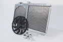 Mitsubishi Evo 7/8/9 - Full Size Slim Radiator w/ 12-inch SPAL fan & Shroud / Adjustable -16 or slip-on fittings Radiator CSF