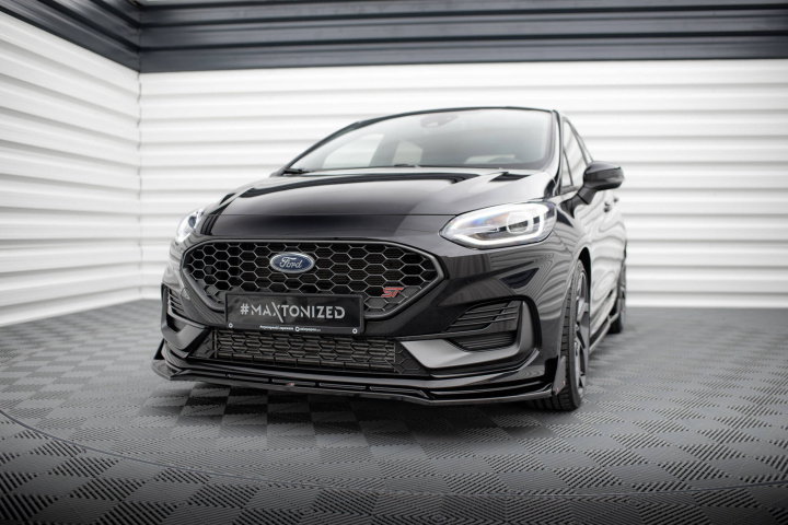 Ford Fiesta MK8 ST / ST-Line Facelift 2021+ Front Splitter V.4 + Flaps Maxton Design in the group Select car model / Ford / Fiesta MK8 17+ / Styling at DDESIGN Scandinavia AB (FO-FI-8F-ST-FD4G-FSF1B)