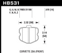HP Plus type Brake Pads (HB531) Hawk Performance