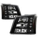 Chevy Silverado 1500/2500/3500 03-06 LED ( Replaceable LEDs ) Crystal Headlights - Black Spyder Auto