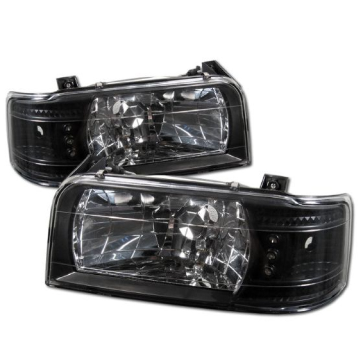 Ford F150 92-96 / Ford Bronco 92-96 1PC LED ( Replaceable LEDs ) Crystal Headlights - Black Spyder Auto in the group Select car model / Ford / F-150 48-97 at DDESIGN Scandinavia AB (HD-YD-FB92-1PC-BK)
