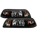 Ford Mustang 87-93 1PC LED ( Replaceable LEDs ) Crystal Headlights - Black Spyder Auto