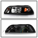 Ford Mustang 87-93 1PC LED ( Replaceable LEDs ) Crystal Headlights - Black Spyder Auto